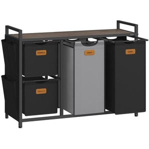 Mid.you Wäschekorb, Braun, Grau, Schwarz, Metall, Textil, 150 L, rechteckig, 98.6x80.5x33 cm, nachhaltig, Ordnen & Aufbewahren, Wäschekörbe & Tonnen