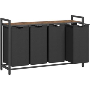 Mid.you Wäschekorb, Braun, Schwarz, Metall, Textil, Holzwerkstoff, 160 L, rechteckig, 116x72x33 cm, zusammenfaltbar, Ordnen & Aufbewahren, Wäschekörbe & Tonnen