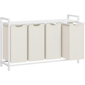 Mid.you Wäschekorb, Weiß, Beige, Metall, Textil, Holzwerkstoff, 160 L, rechteckig, 116x72x33 cm, zusammenfaltbar, Ordnen & Aufbewahren, Wäschekörbe & Tonnen