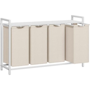 Mid.you Wäschekorb, Weiß, Beige, Metall, Textil, Holzwerkstoff, 160 L, rechteckig, 116x72x33 cm, zusammenfaltbar, Ordnen & Aufbewahren, Wäschekörbe &