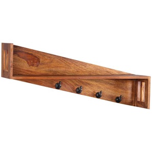 Mid.you Wandgarderobe , Sheesham , Holz , Sheesham , massiv , 87x40x20 cm , Hutablage , Garderobe, Garderobenleisten & Garderobenhaken