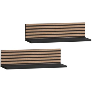 Mid.you Wandregal, Schwarz, Eiche, Holzwerkstoff, 60x15.7x17.3 cm, Beimöbel erhältlich, hängend, in verschiedenen Holzdekoren erhältlich, Küchen, Küchenmöbel, Küchenregale