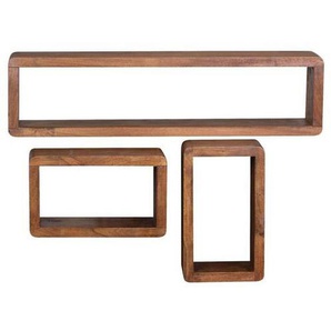 Mid.you Wandregalset, Sheesham, Holz, Sheesham, massiv, 80x20x15 cm, FSC Mix, hängend, Wohnzimmer, Regale, Wandregale