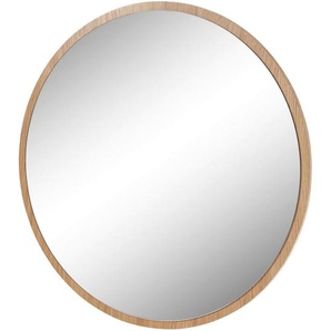 Mid.you Wandspiegel, Eiche, Holz, Glas, Asteiche, furniert, rund, 75x75x2 cm, Spiegel, Wandspiegel