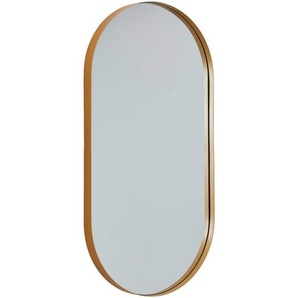 Mid.you Wandspiegel, Gold, Metall, Glas, Holzwerkstoff, oval, 50x100x5 cm, Bsci, senkrecht und waagrecht montierbar, Spiegel, Wandspiegel