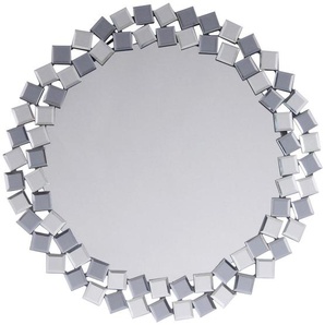 Mid.you Wandspiegel, Grau, Silber, Holzwerkstoff, Glas, Metall, rund, 80x80x1.6 cm, Spiegel, Wandspiegel