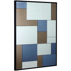 Mid.you Wandspiegel, Klar, Schwarz, Dunkelblau, Dunkelgrau, Glas, Holzwerkstoff, rechteckig, 85x115x3.3 cm, Spiegel, Wandspiegel