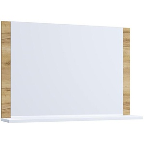 Mid.you Wandspiegel, Weiß, Eiche, Honig, Holzwerkstoff, rechteckig, 60x65x17 cm, Badezimmer, Badezimmerspiegel, Beleuchtete Spiegel