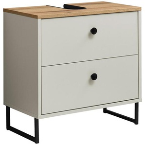 Mid.you Waschbeckenunterschrank, Eiche, Kaschmir, Kunststoff, 2 Schubladen, 60x60x35 cm, stehend, Badezimmer, Badezimmerschränke,