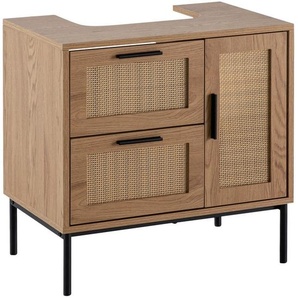 Mid.you Waschbeckenunterschrank, Eiche, Metall, 2 Schublade(n) Schubladen, einzeln stellbar, 60x60x40 cm, stehend, Badezimmer, Badezimmerschränke, Waschbeckenunterschränke