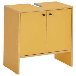 Mid.you Waschbeckenunterschrank, Gelb, Kunststoff, 60x60x35 cm, Made in EU, stehend, Badezimmer, Badezimmerschränke, Waschbeckenunterschränke