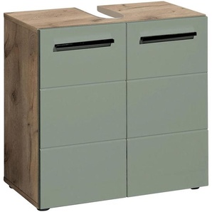 Mid.you Waschbeckenunterschrank, Grün, Eiche, Holzwerkstoff, 1 Fächer, einzeln stellbar, 60x62x31 cm, Made in EU, stehend, Badezimmer,
