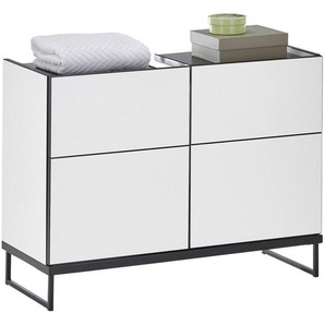 Mid.you Waschbeckenunterschrank, Schwarz, Weiß, Holzwerkstoff, 80x59.4x31 cm, Made in EU, stehend, Badezimmer, Badezimmerschränke,