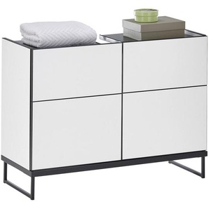 Mid.you Waschbeckenunterschrank, Schwarz, Weiß, Holzwerkstoff, 80x59.4x31 cm, Made in EU, stehend, Badezimmer, Badezimmerschränke,