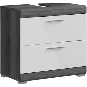 Mid.you Waschbeckenunterschrank Scout, Anthrazit, Grau, Weiß Hochglanz, Kunststoff, 1 Fächer, 60x56x34 cm, FSC Mix, stehend, Badezimmer, Badezimmerschränke, Waschbeckenunterschränke