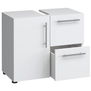 Mid.you Waschbeckenunterschrank VCM Flandu, Weiß, Kunststoff, 1 Fächer, 2 Schubladen, 61x51x32 cm, stehend, Badezimmer, Badezimmerschränke,
