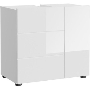 Mid.you Waschbeckenunterschrank, Weiß Hochglanz, Holzwerkstoff, 1 Fächer, 60x56x34 cm, stehend, Badezimmer, Badezimmerschränke,
