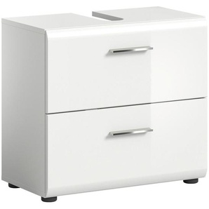 Mid.you Waschbeckenunterschrank, Weiß Hochglanz, Kunststoff, 2 Schublade(n) Schubladen, 60x55x30 cm, stehend, Badezimmer, Badezimmerschränke, Waschbeckenunterschränke