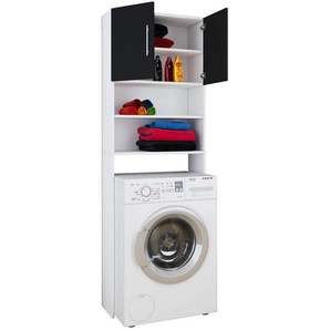Mid.you Waschmaschinenschrank, Schwarz, Weiß, Kunststoff, 64x190x25 cm, Schlafzimmer, Kleiderschränke, Mehrzweckschränke