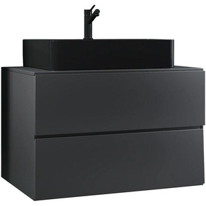 Mid.you Waschtischkombi Lendas BL S, Anthrazit, Holzwerkstoff, 2 Schubladen, nicht einzeln stellbar, 81 cm, hängend, Badezimmer, Waschbecken &