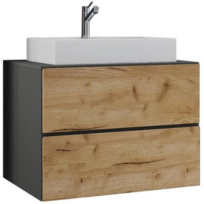 Mid.you Waschtischkombi VCM Lendas, Anthrazit, Holzwerkstoff, 2-teilig, 2 Schubladen, 80 cm, hängend, Badezimmer, Waschbecken & Armaturen, Waschtische