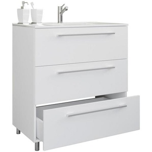 Mid.you Waschtischkombi VCM Schubo, Weiß, Metall, 3 Schublade(n) Schubladen, einzeln stellbar, 60 cm, stehend, Badezimmer, Waschbecken & Armaturen, Waschtische