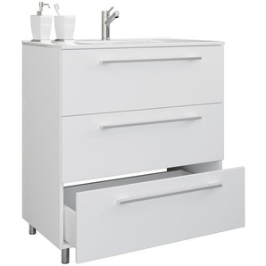 Mid.you Waschtischkombi VCM Schubo, Weiß, Metall, 3 Schubladen, einzeln stellbar, 80 cm, stehend, Badezimmer, Waschbecken & Armaturen, Waschtische