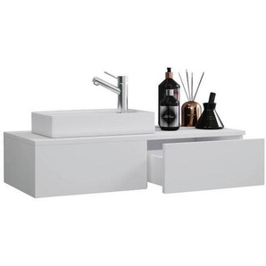 Mid.you Waschtischkombi, Weiß, Holzwerkstoff, 1 Schubladen, 85 cm, hängend, Badezimmer, Waschbecken & Armaturen, Waschtische