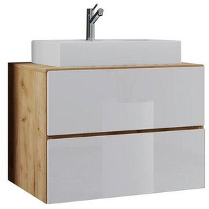Mid.you Waschtischkombi, Weiß, Holzwerkstoff, 2 Schubladen, 60 cm, hängend, Badezimmer, Waschbecken & Armaturen, Waschtische