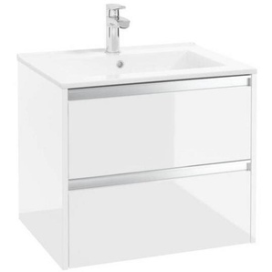 Mid.you Waschtischkombi, Weiß, Metall, 2 Schubladen, 60x46x50 cm, hängend, Badezimmer, Waschbecken & Armaturen, Waschtische