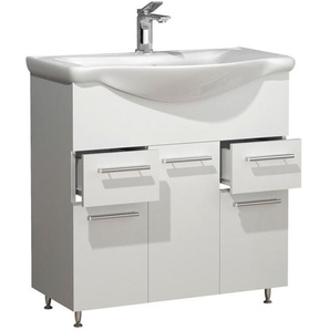 Mid.you Waschtischkombi, Weiß, Metall, 2-teilig, 2 Schubladen, 75 cm, stehend, Badezimmer, Waschbecken & Armaturen, Waschtische