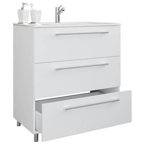 Mid.you Waschtischkombi VCM Schubo, Weiß, Metall, 3 Schubladen, einzeln stellbar, 60 cm, stehend, Badezimmer, Waschbecken & Armaturen, Waschtische