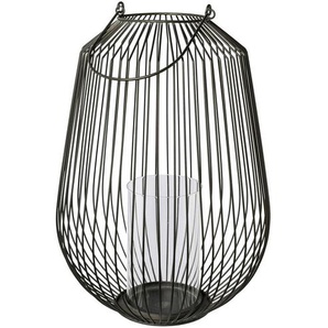 Mid.you Windlicht, Schwarz, Metall, Glaseinsatz, Dekoration, Windlichter & Kerzenhalter, Windlichter