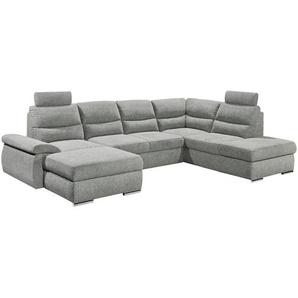 Mid.you Wohnlandschaft , Grau , Textil , U-Form , 325x218 cm , seitenverkehrt erhältlich, Schlafen auf Sitzhöhe, Rücken echt , Wohnzimmer, Sofas & Couches, Wohnlandschaften, Wohnlandschaften in U-Form