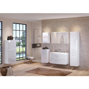 Midischrank II 60 x 130 x 35cm Weiß/Hochglanz Weiß/Weiß