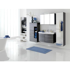 Midischrank III 65 x 130 x 35cm Grau/Graphit/Eiche Rauchsilber Dekor