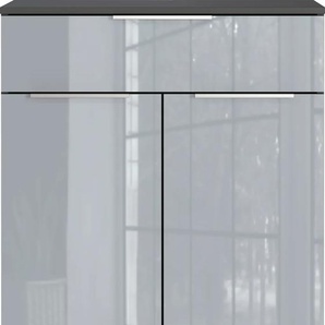 Midischrank GERMANIA Vasio Schränke Gr. B/H/T: 71 cm x 95 cm x 34 cm, 2 St., grau (graphit, silbergrau) Bad-Midischränke Kommode mit einer Schublade und 2 Türen,ein verstellbarer Einlegeboden