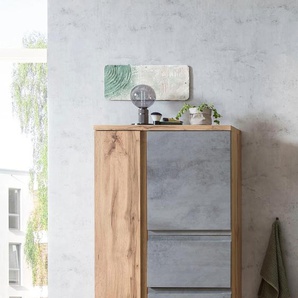 Midischrank HELD MÖBEL Sölden Schränke Gr. B/H/T: 65 cm x 130 cm x 35 cm, 2 St., grau (oxid beton) Bad-Midischränke