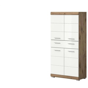 Midischrank WALDSEE  Breite 74cm  4 Türen  1 Schubkasten  4 Fächer  MDF-Front  in verschiedenen Farben erhältlich  Badmöbel  Badschrank  Schrank  Bad  Waldsee ¦ holzfarben ¦ Maße (cm): B: 74 H: 141
