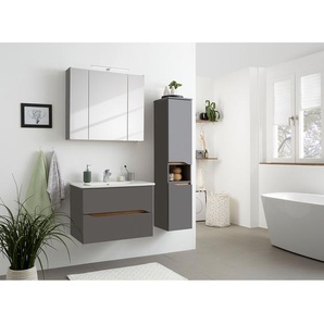 Midischrank 30 x 141 x 33cm Grau/Matt Grau