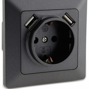 MILOS Schutzkontakt-Steckdose 23050, 2x USB Buchse, 16A/250V~, anthrazit