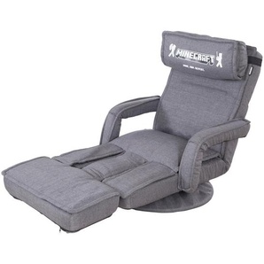 Minecraft Gamingsessel, Grau, Metall, Textil, Gaming, 62x80x60 cm, Sitzfläche 360° drehbar, ausziehbare Fußstütze, gepolsterte Armlehnen, Nackenkissen abnehmbar, Kinder- & Jugendzimmer, Jugendmöbel, Gamingstühle