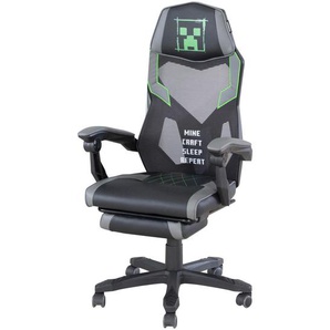 Minecraft Gamingstuhl Minecraft, Grau, Kunststoff, Textil, Drehkreuz, 61x114.5x62.5 cm, Wippfunktion, Sitzfläche 360° drehbar, inklusive Armlehnen,