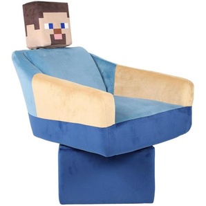Minecraft Loungesessel, Blau, Mehrfarbig, Textil, Gaming, eckig, Sockel, 69x96x75 cm, Sitzfläche 360° drehbar, inklusive Armlehnen, Wohnzimmer,