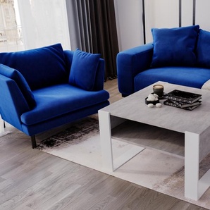 Mirabilesse Couchtisch - modernes rustikales Design - Wohnzimmer-Tisch Beistelltisch Kaffeetisch Sofatisch Teetisch aus Holz (Beton - Weiß Matt) - 68x45x71,5