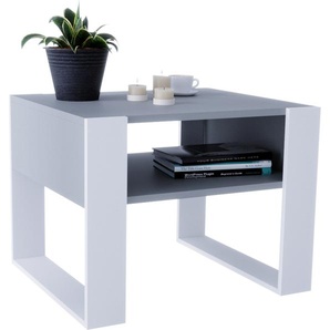 Mirabilesse Couchtisch – modernes rustikales Design – Wohnzimmer-Tisch Beistelltisch Kaffeetisch Sofatisch Teetisch aus Holz (Grau Matt - Weiß Matt) - 65x45x53,6