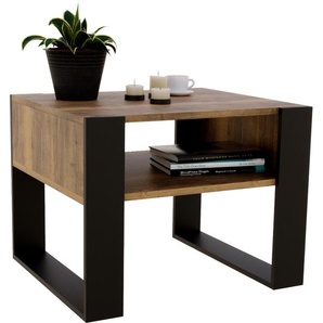Mirabilesse Couchtisch – modernes rustikales Design – Wohnzimmer-Tisch Beistelltisch Kaffeetisch Sofatisch Teetisch aus Holz Retro Eiche - Schwarz Matt 65x45x53,6