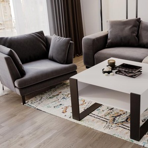 Mirabilesse Couchtisch - modernes rustikales Design Wohnzimmer-Tisch Beistelltisch Kaffeetisch Sofatisch Teetisch aus Holz Weiß Matt - Schwarz Matt 68x45x71,5