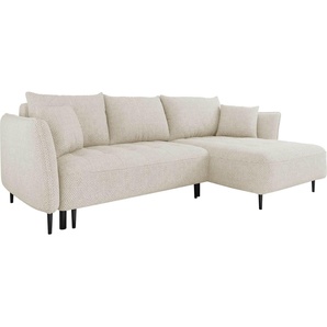 MIRJAN24 Ecksofa Bari, Eckscouch mit Bettkasten und Schlaffunktion, Holzfüße, Wohnzimmer Sofa, Ausziehmechanismus DL (Farbe: Onega 14, Seite: Rechts)