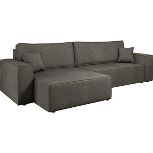 MIRJAN24 Ecksofa Karl Maxi, Eckcouch, Couch mit Bettkasten und Schlaffunktion, L-Form, Ottomane universal, Dekorative Kissen-Set (Farbe: Lima 84)